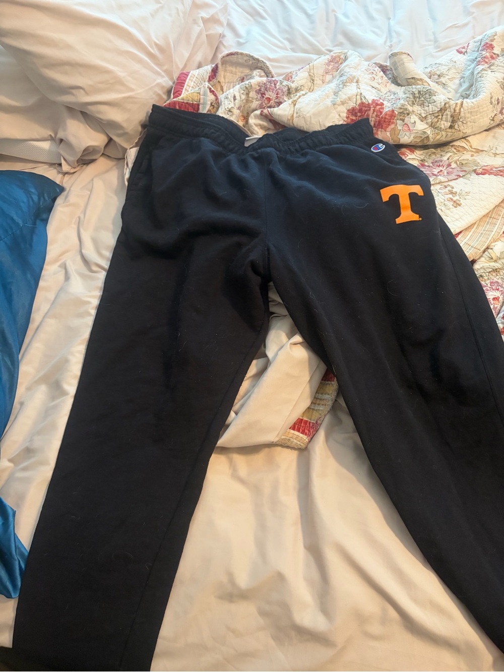 Champion Black Joggers with Orange 'T' Logo